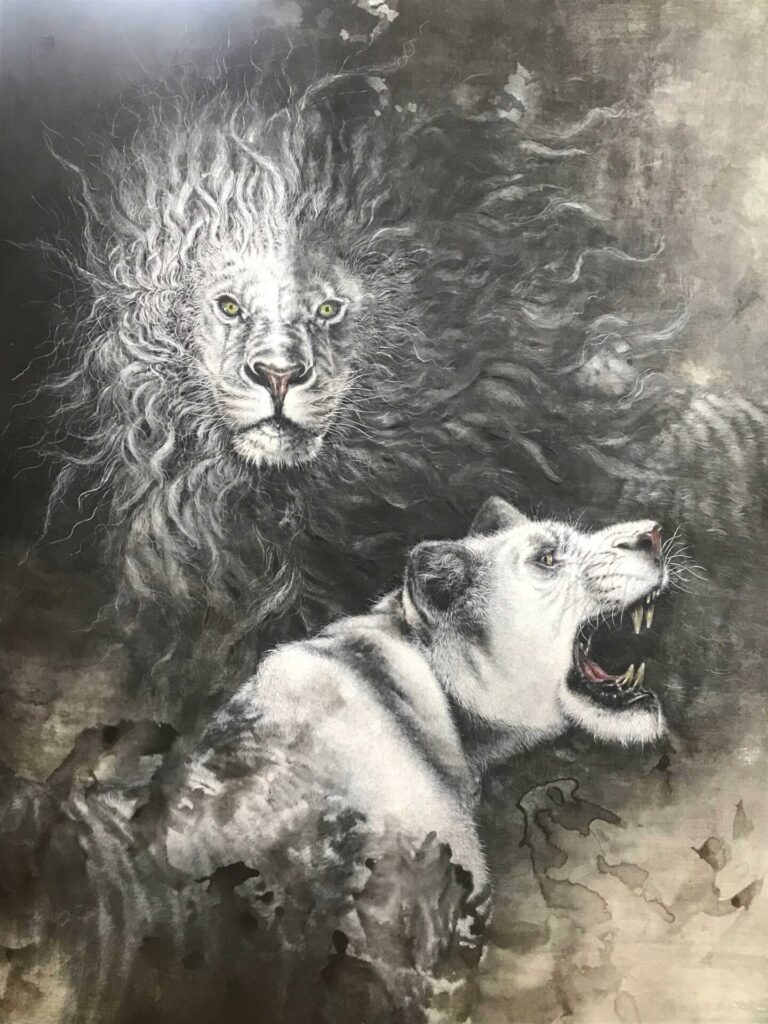 ライオンの日本画